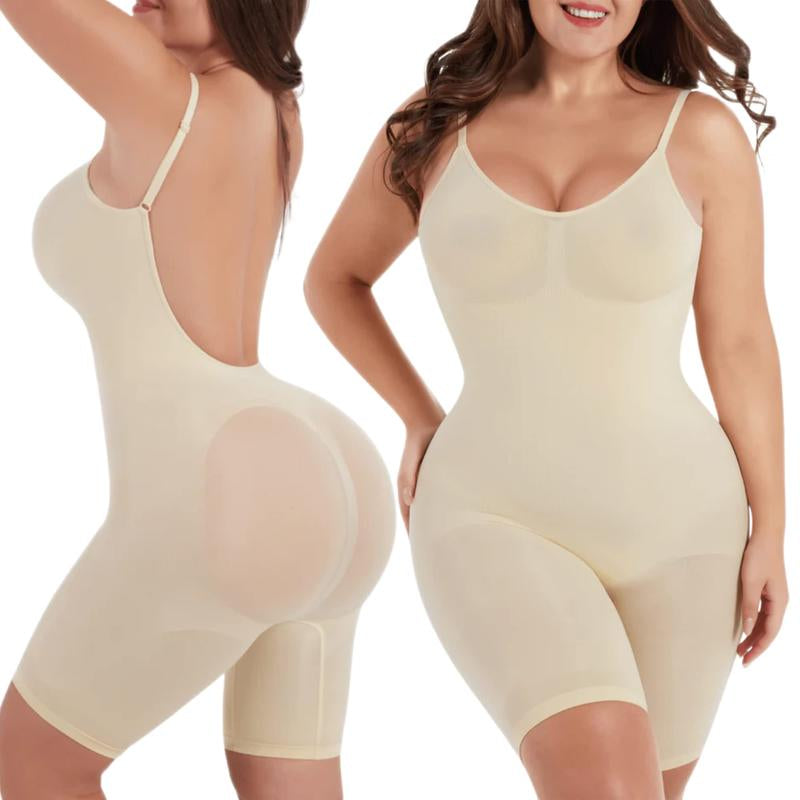 Soo Slick Women'S Shapewear - Tummy Control, Butt Lifter, Open Back, Mid-Thigh Full Body Shaper - Compression, Comfortable, Minimalist Sexy Underwear