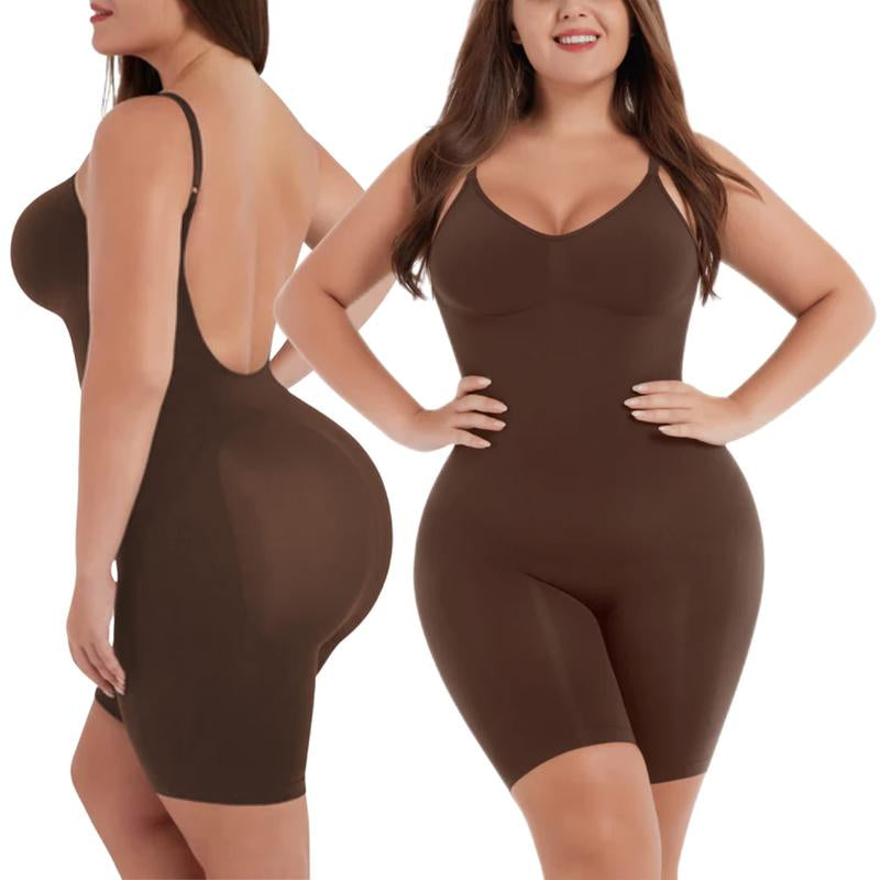 Soo Slick Women'S Shapewear - Tummy Control, Butt Lifter, Open Back, Mid-Thigh Full Body Shaper - Compression, Comfortable, Minimalist Sexy Underwear