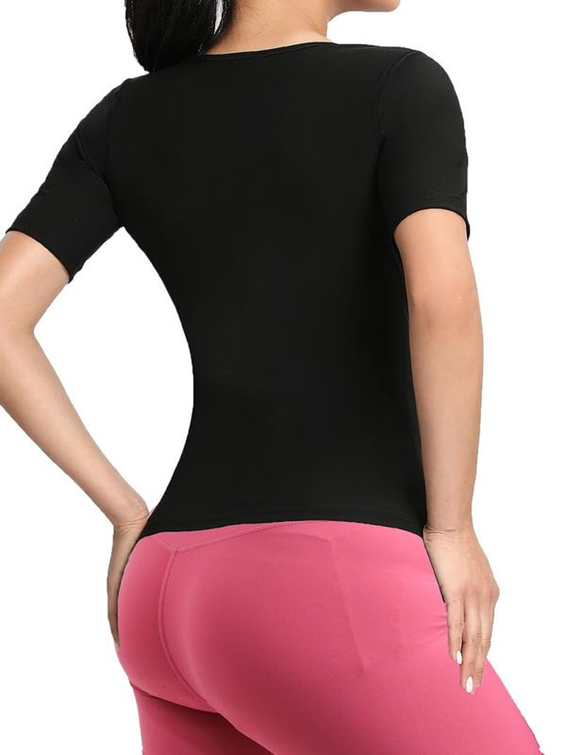 Sauna Suit for Women Sweat Suit with Zipper, Waist Trainer Vest for All Seasons, Moderate Thickness Casual Fit, Gym Top