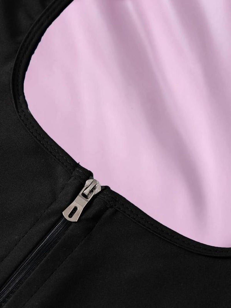 Sauna Suit for Women Sweat Suit with Zipper, Waist Trainer Vest for All Seasons, Moderate Thickness Casual Fit, Gym Top