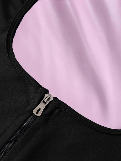 Sauna Suit for Women Sweat Suit with Zipper, Waist Trainer Vest for All Seasons, Moderate Thickness Casual Fit, Gym Top