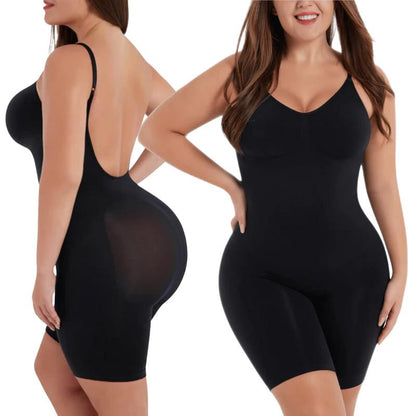 Soo Slick Women'S Shapewear - Tummy Control, Butt Lifter, Open Back, Mid-Thigh Full Body Shaper - Compression, Comfortable, Minimalist Sexy Underwear