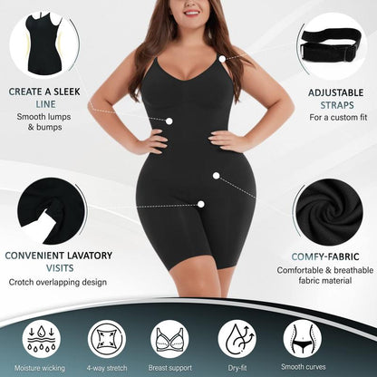 Soo Slick Women'S Shapewear - Tummy Control, Butt Lifter, Open Back, Mid-Thigh Full Body Shaper - Compression, Comfortable, Minimalist Sexy Underwear